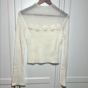 Commense Ivory Sweater with Subtle Floral Accents